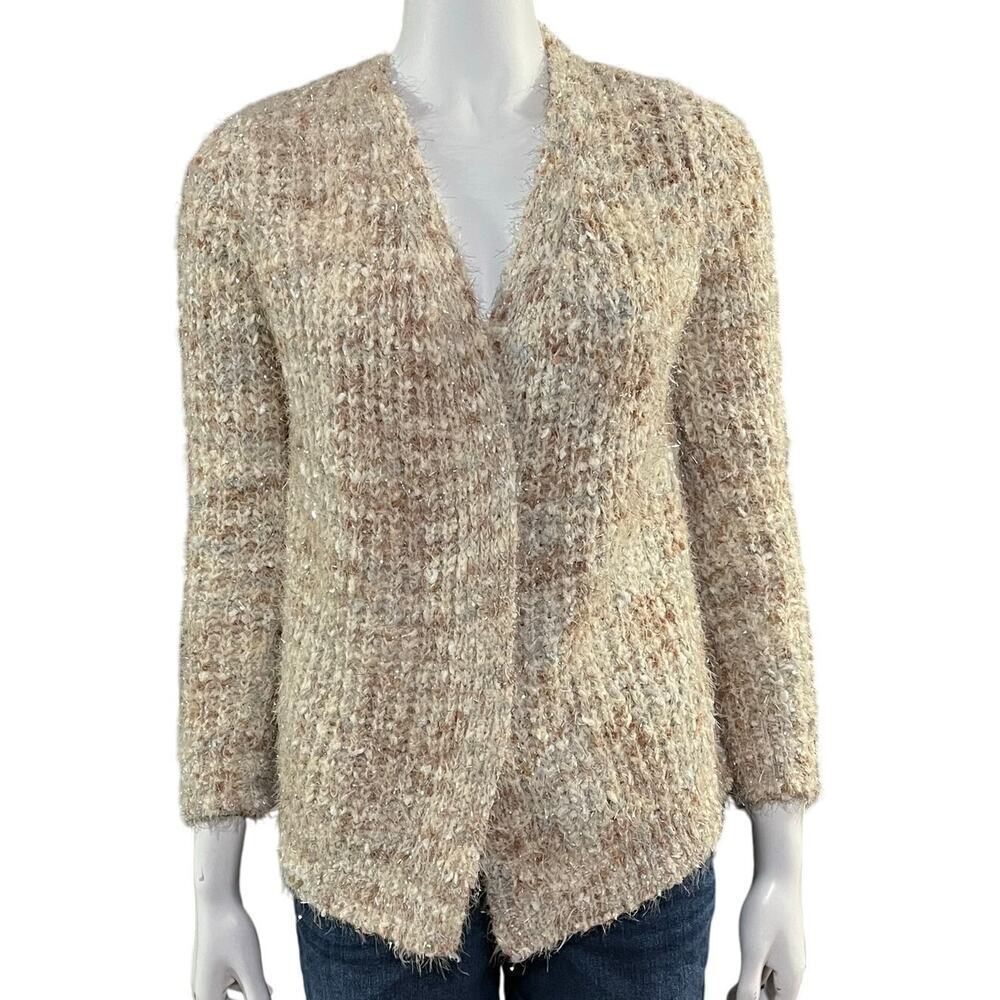 Maurices Womens Tan Metallic Open Cardigan Size Small
